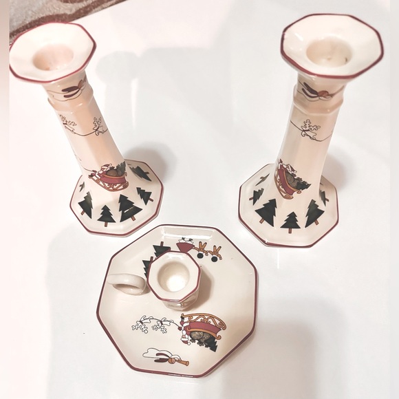 Retired Mason's Ironware "Christmas Village" Candlestick Set. Hard to Find. - Picture 3 of 6